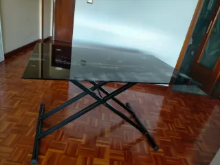 Mesa de salón elevable cristal negro