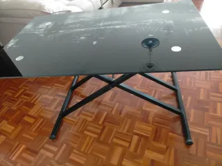 Mesa de salón elevable cristal negro