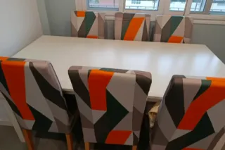 Mesa 180x90cm blanca + 6 sillas
