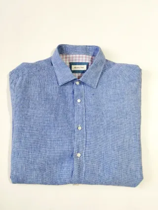 Camisa Lino Massimo Dutti Azul