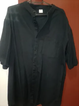 Camisa cuello mao azul marino