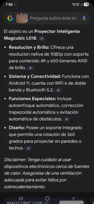 Proyector Magcubic LED Rotación 360° Blanco