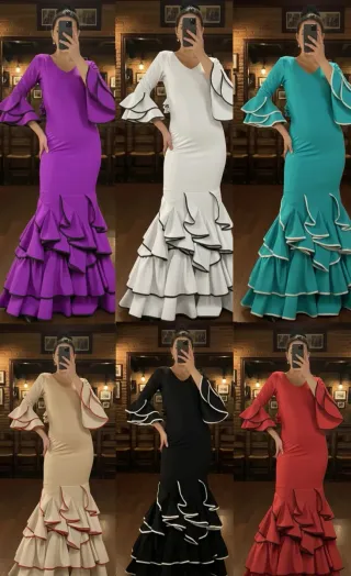 Vestido flamenco negro volantes