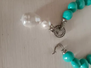 Parure turchese con ciondolo perla