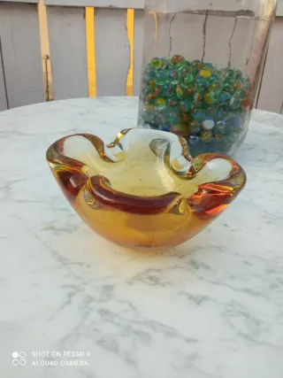 Cenicero de cristal Murano ámbar