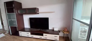 Mueble de salón modular madera y cristal