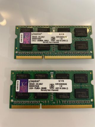 Ram 2x4 o 4x4 GB DDR3 Kingston 1333 MHZ
