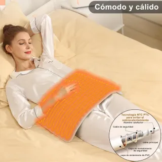 Manta Eléctrica Lumbar 60x30cm Franela Gris