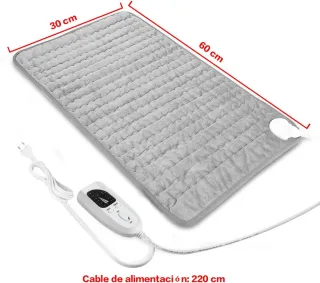 Manta Eléctrica Lumbar 60x30cm Franela Gris