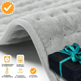 Manta Eléctrica Lumbar 60x30cm Franela Gris