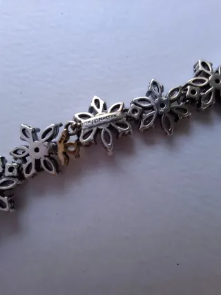 Pulsera Flores Moradas y Abeja Plata