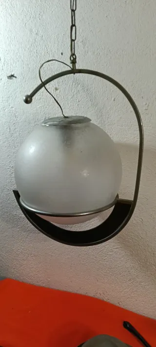 Lampadario vintage anni '60 metallo vetro