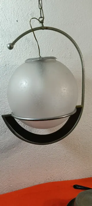 Lampadario vintage anni '60 metallo vetro