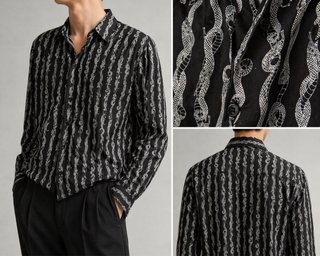 Camisa The Kooples origin. negra  print serpientes