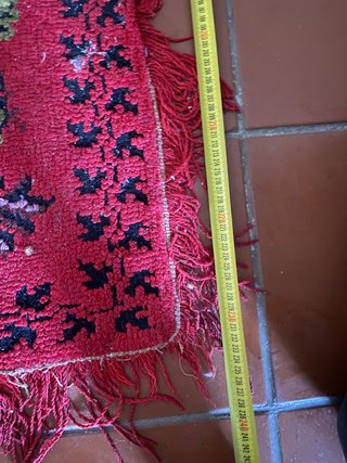 Alfombra Kilim Antigua Flores Rojas