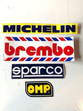 Set 4 Adesivi Auto Moto Michelin Brembo Sparco OMP