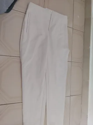 Pantalones de pinza blancos mujer