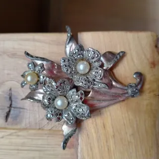 Broche años 50 de Perlas y Marquesitas