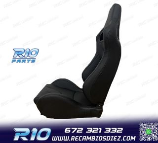 ASIENTO DEPORTIVO SEMI BAQUET ESTILO RS CUERO NEGRO SEMI PIE