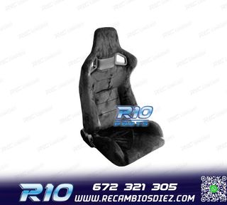KIT ASIENTO DEPORTIVO SEMI BAQUET LOOK RS ALCÁNTARA NEGRA
