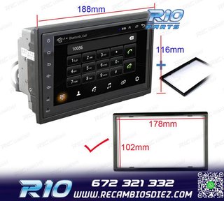 RADIO 9" GPS ANDROID 13 2DIN TÁCTIL BLUETOOTH USB SD