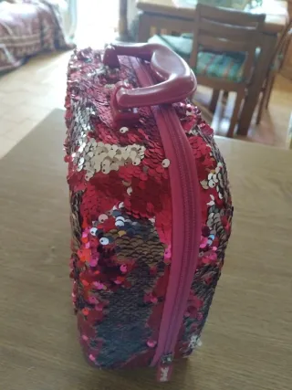 Borsetta con paillettes rosa e oro