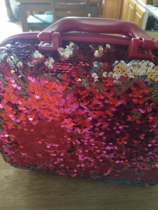 Borsetta con paillettes rosa e oro