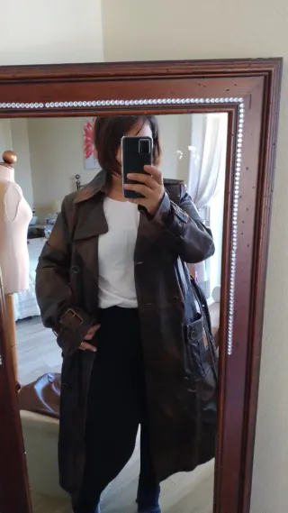 Trench in vera pelle Marrone