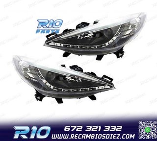 FAROS PEUGEOT 207 06-12 LUZ DIURNA LED NEGRO + MOTOR
