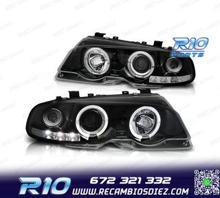 FAROS BMW E46 99-03 OJOS ANGEL LED FONDO NEGRO