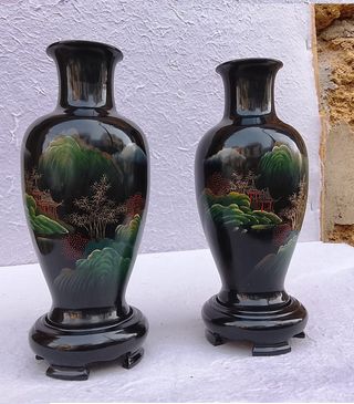 Coppia Vasi Vintage Fujian Lacquer Wares