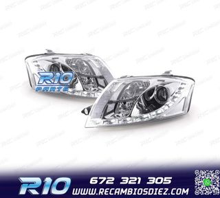 FAROS AUDI TT 98-05 LUZ DIURNA LED FONDO CROMO