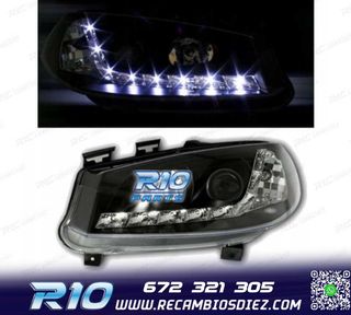 FAROS RENAULT MEGANE 02-05 LUZ DIURNA LED FONDO NEGRO