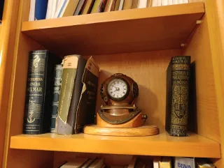 Librería de madera con libros