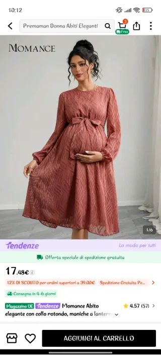 Vestito premaman lungo rosa