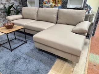 Sofá Chaise Longue Beige Tela