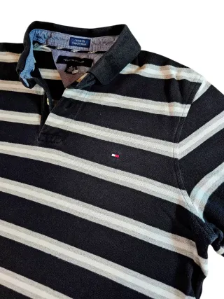 Polo Tommy Hilfiger a righe Blu/Grigio M
