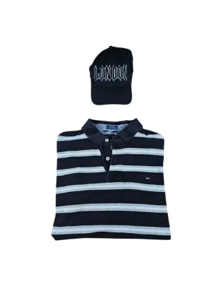 Polo Tommy Hilfiger a righe Blu/Grigio M