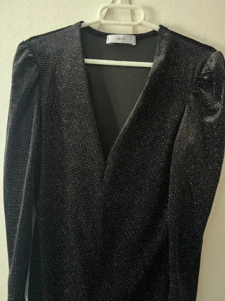 Vestido MNG negro brillante dorado Talla S