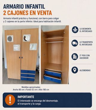 Armario Infantil 2 Cajones