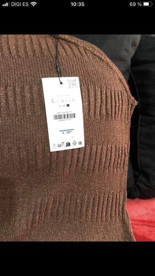 Vestido Zara Talla L Asimétrico Marrón