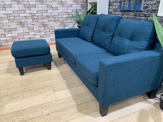 Sofá chaise longue azul tela