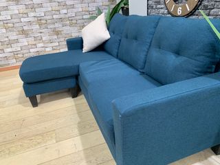 Sofá chaise longue azul tela