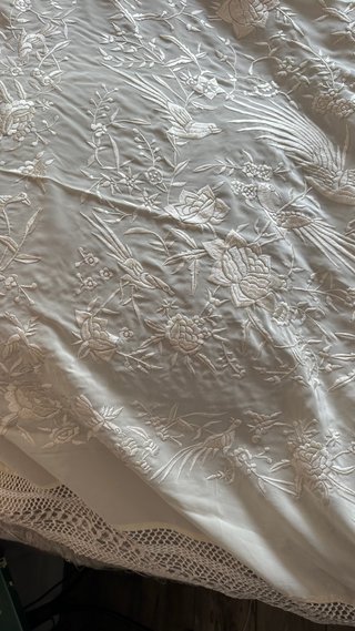 Manton de Manila Beige y Blanco