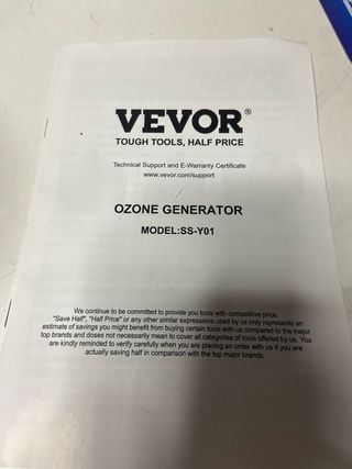: Generador Ozono VEVOR SS-Y01