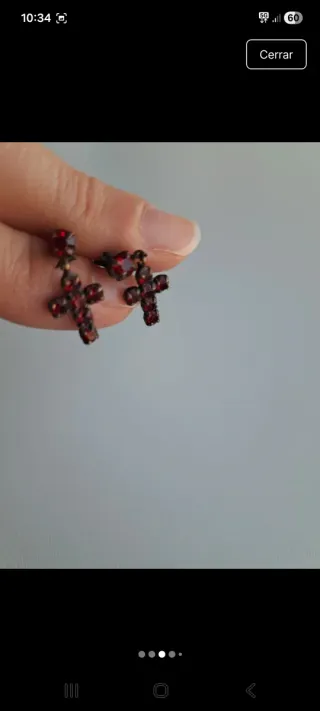 Pendientes Cruz Rojos Plata