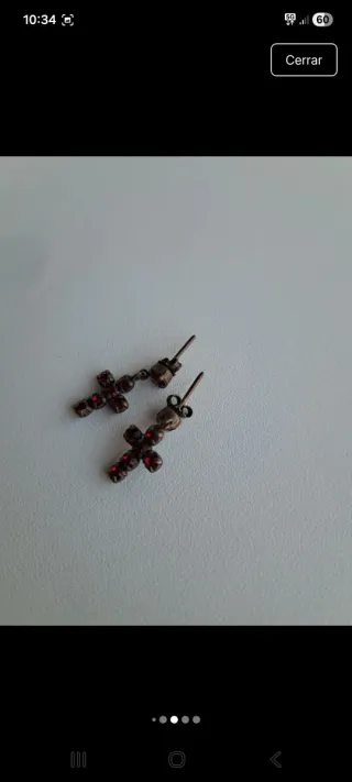 Pendientes Cruz Rojos Plata