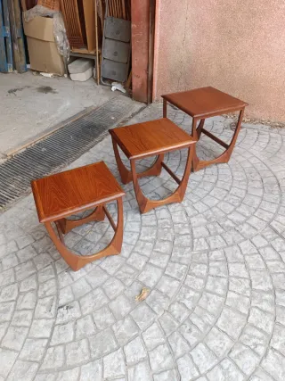 Juego 3 mesas nido G Plan teca Mid Century