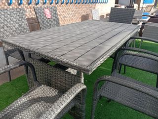 Mesa Terraza + 6 Sillas Ratán