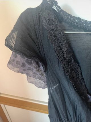 Abito donna nero con sottoveste maculata
